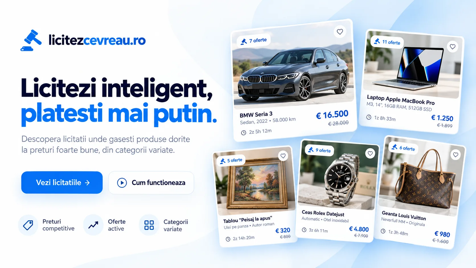 Licitezi inteligent, plătești mai puțin — Vezi licitațiile